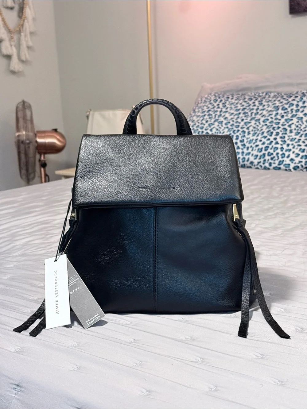 Aimee Kestenberg Bali Black Leather Backpack Purse
